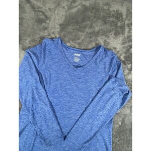 Duluth Trading Co Long Sleeve V Neck Heathered Blue Active Top Women's Medium